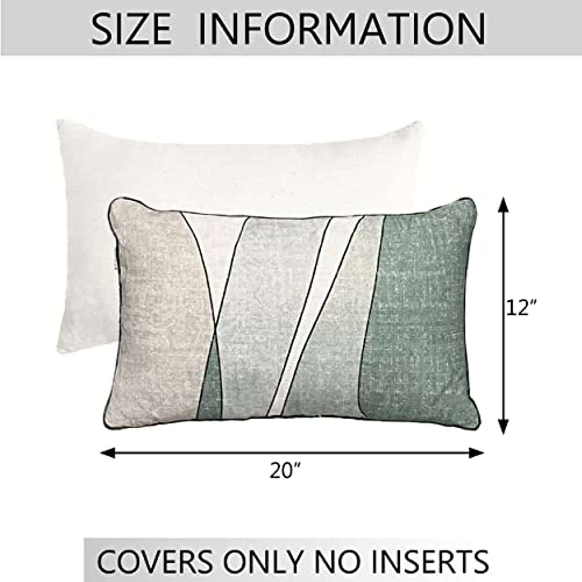 Anhome Cotton Linen Lumbar Throw Pillow Covers 12x20'' Set of 2 Decorative Pillow Covers for Sofa Couch Living Room