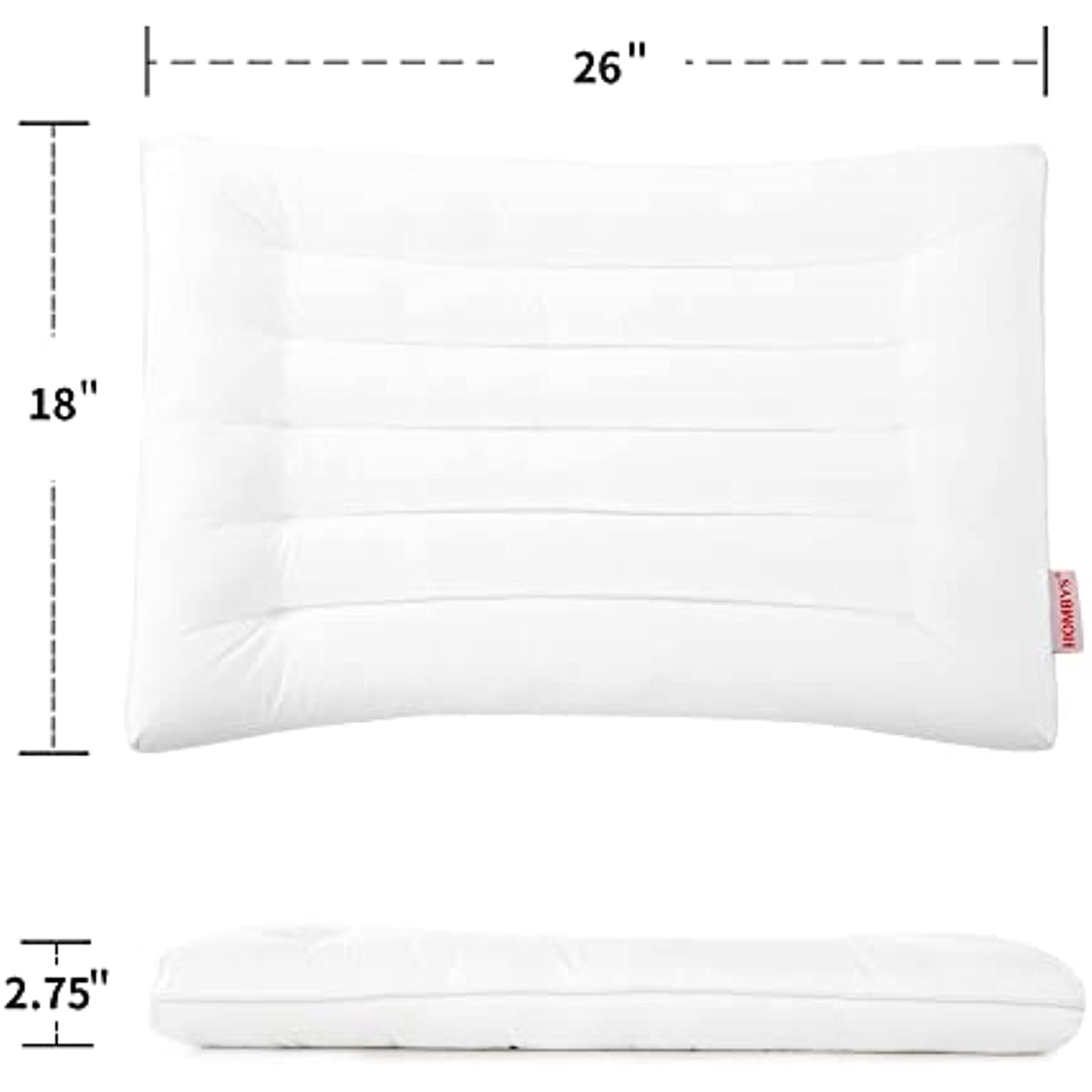 ANHOME Thin tummy sleep bed pillow, 2.75 inch (about 6.9 cm) thin thin flat pillow for tummy and back sleep, ultra low profile pillow, machine washable - 18x26