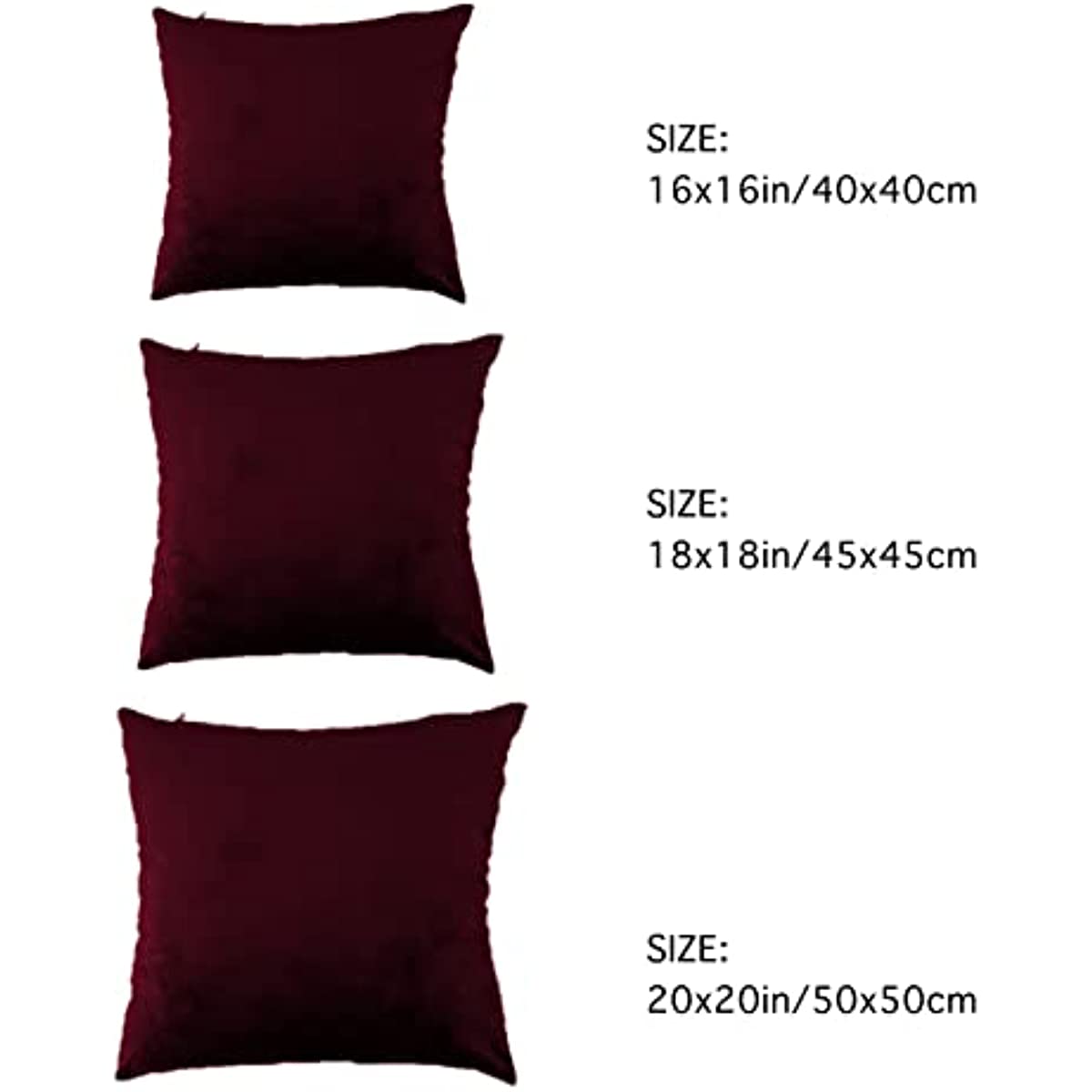 Anhome 2-Piece Set Velvet Pillow Covers, Smooth and Soft Square Pillow Covers，Designed for Decorating Sofas, Bedrooms and Cars with Pillow Covers（Multiple Size Options） RED