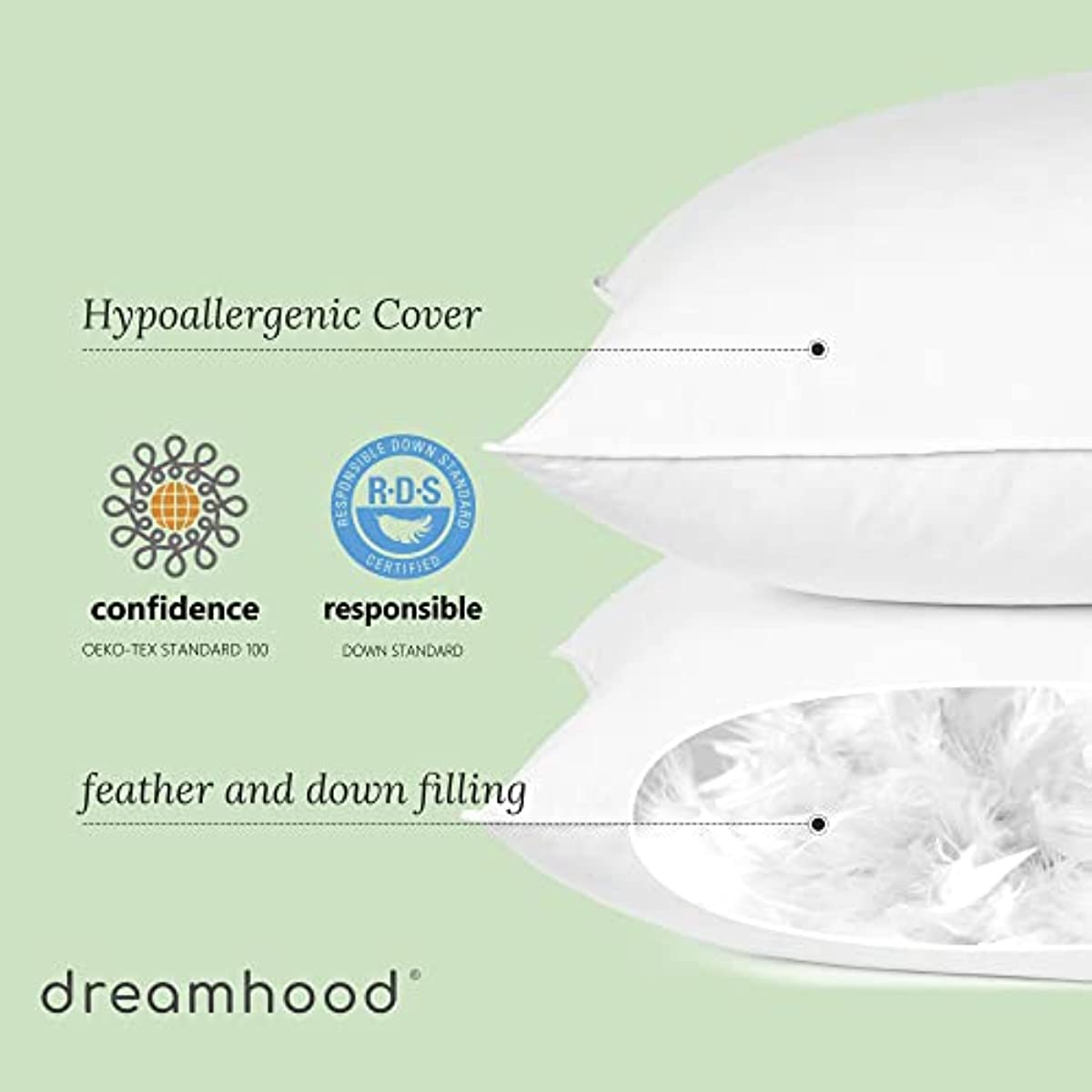ANHOME Feather and down pillow, skin-friendly bed pillow 2-pack standard/medium double (50.80 cm x 71.12 cm)
