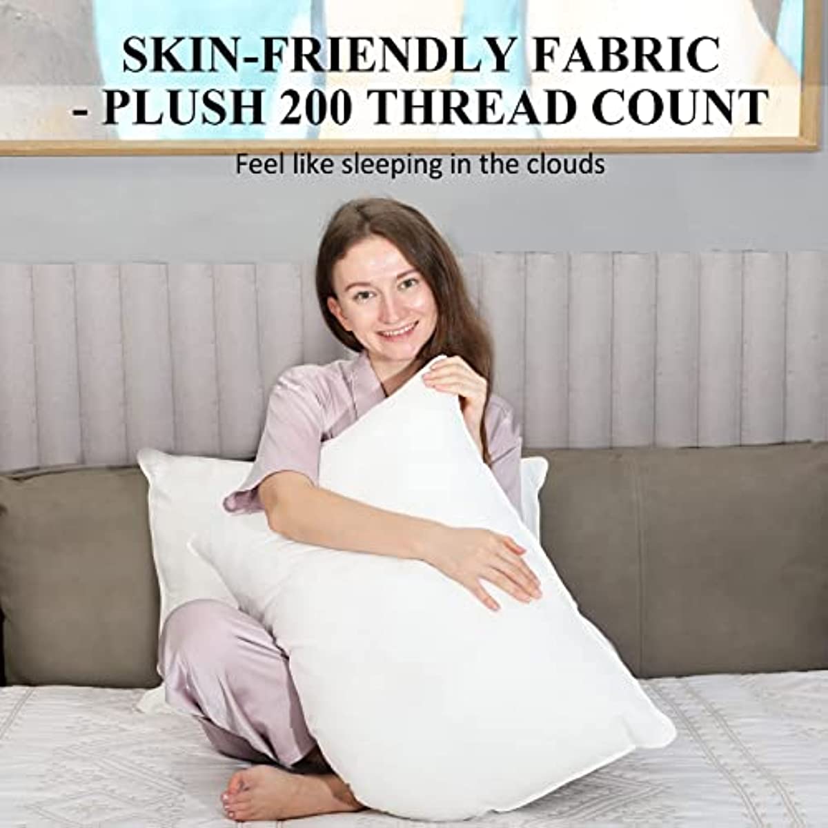 ANHOME Fluffy Bed Pillow for Sleeping 2 Pack Queen Size, Microfiber Filling Breathable Soft Supportive Pillow for Back, Stomach or Side Sleepers Cool Pillow 20x28 White (Queen)