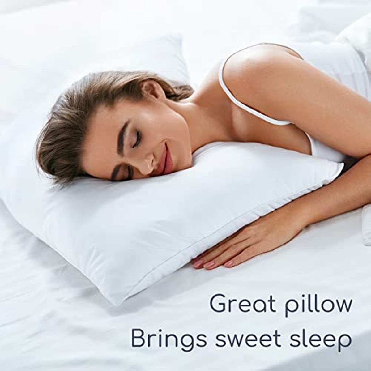 ANHOME Feather and down pillow, skin-friendly bed pillow 2-pack standard/medium double (50.80 cm x 71.12 cm)