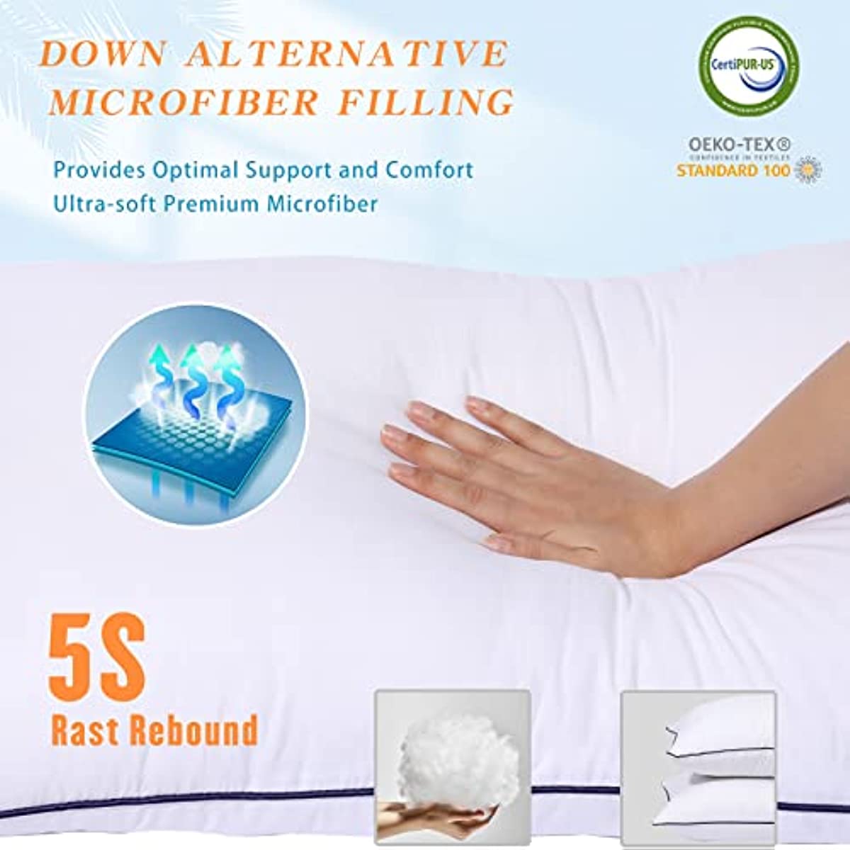 ANHOME Bed Pillows for Sleeping King Size Set of 2 Soft and Supportive Pillows for Side and Back Sleepers Pillows 2 Pack Soft Density for Stomach and Back Sleepers (King(Pack of 2), White)