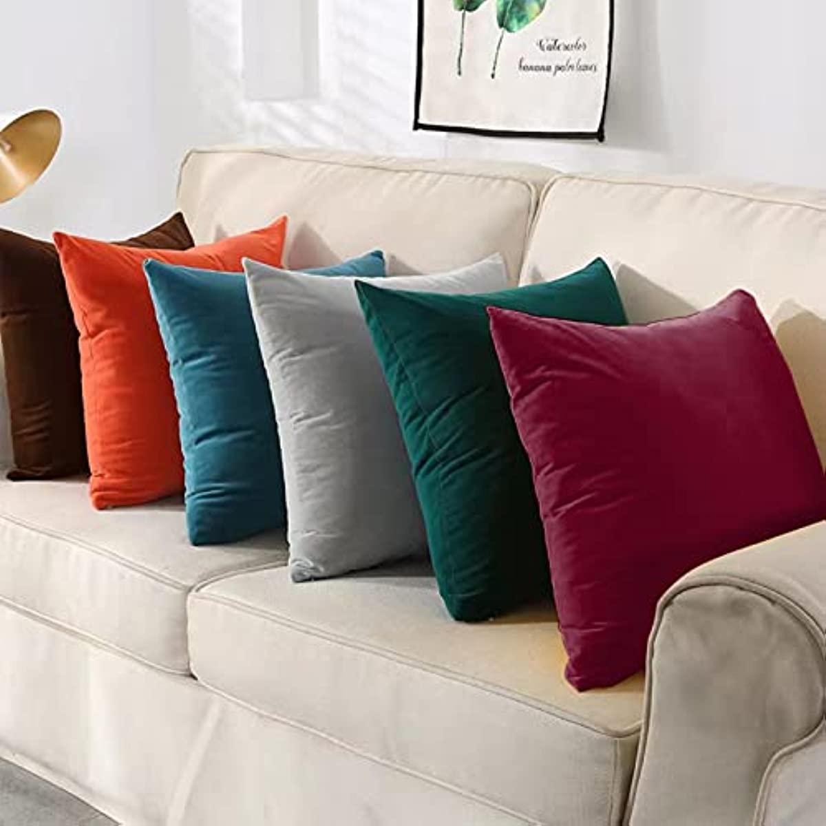 Anhome 2-Piece Set Velvet Pillow Covers, Smooth and Soft Square Pillow Covers，Designed for Decorating Sofas, Bedrooms and Cars with Pillow Covers（Multiple Size Options） RED