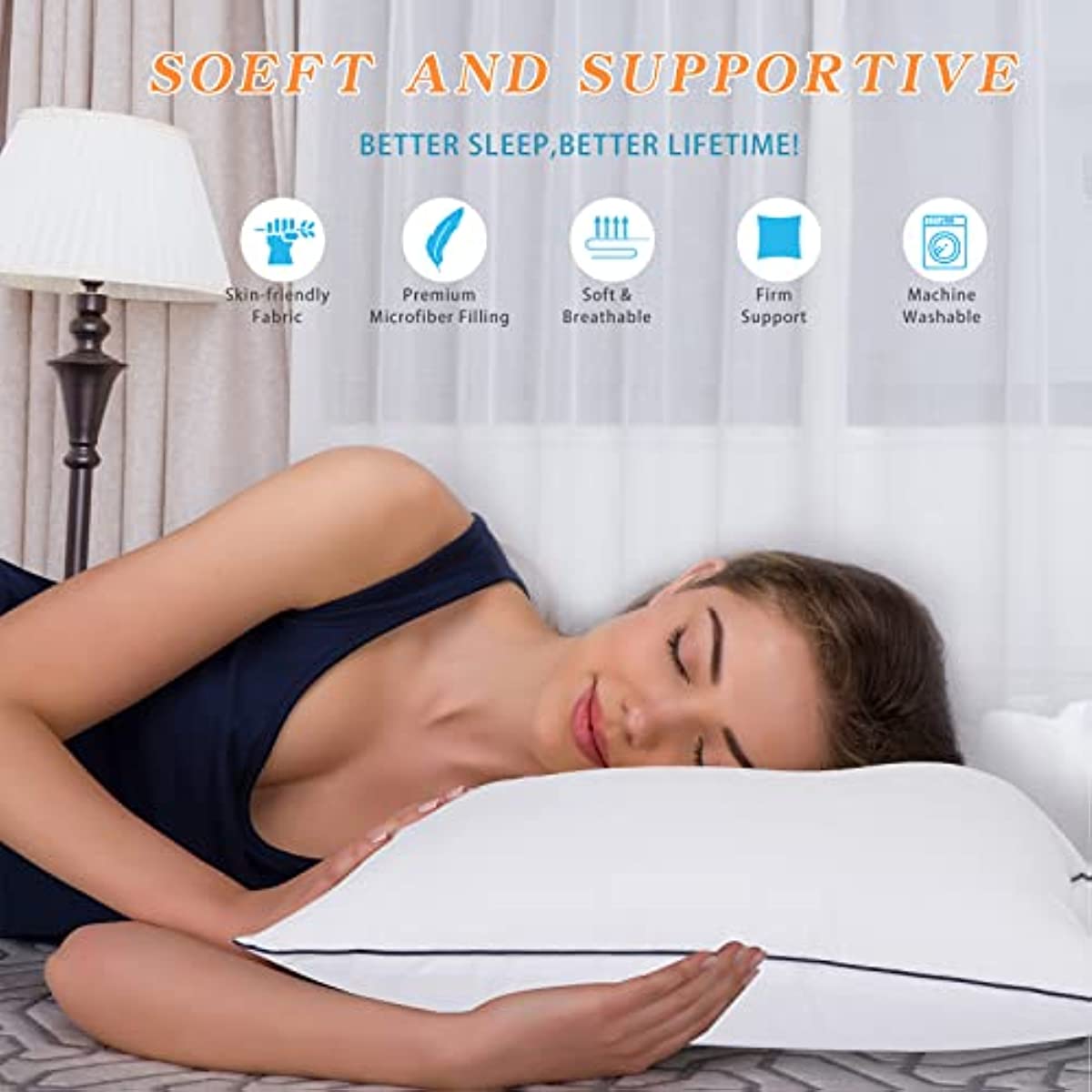 ANHOME Bed Pillows for Sleeping King Size Set of 2 Soft and Supportive Pillows for Side and Back Sleepers Pillows 2 Pack Soft Density for Stomach and Back Sleepers (King(Pack of 2), White)