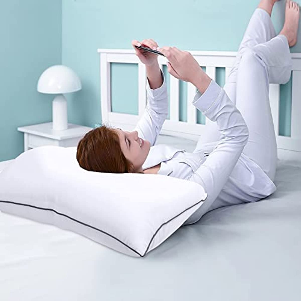 ANHOME Bed Pillows for Sleeping King Size Set of 2 Soft and Supportive Pillows for Side and Back Sleepers Pillows 2 Pack Soft Density for Stomach and Back Sleepers (King(Pack of 2), White)