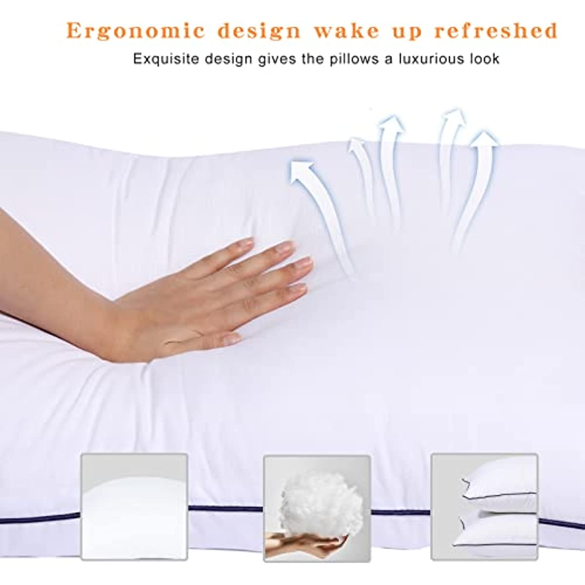 ANHOME Bed Pillows for Sleeping King Size Set of 2 Soft and Supportive Pillows for Side and Back Sleepers Pillows 2 Pack Soft Density for Stomach and Back Sleepers (King(Pack of 2), White)
