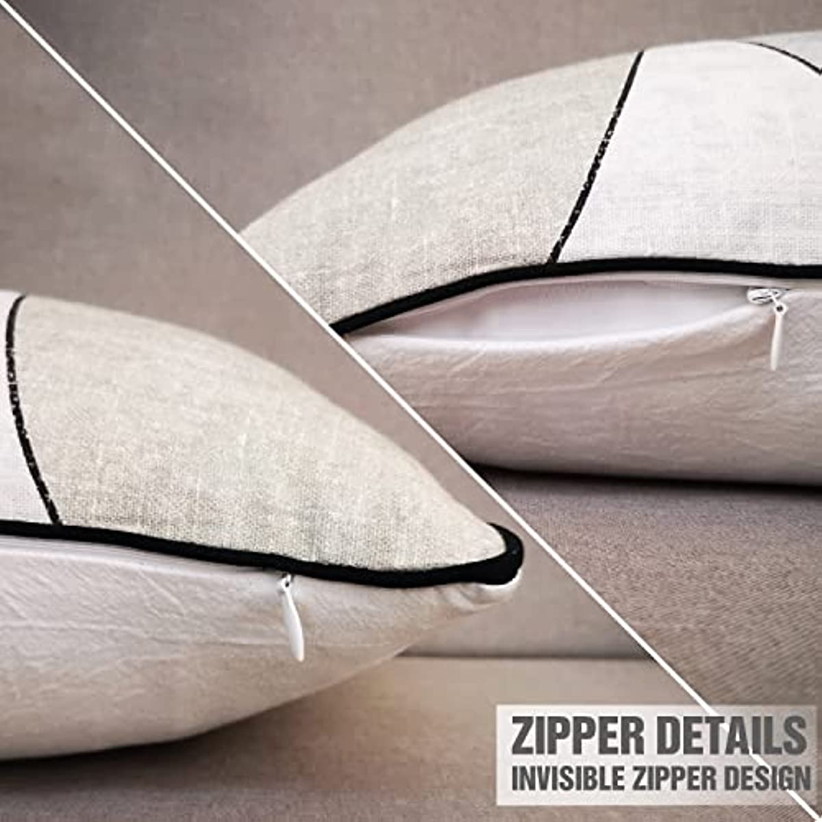 Anhome Cotton Linen Lumbar Throw Pillow Covers 12x20'' Set of 2 Decorative Pillow Covers for Sofa Couch Living Room