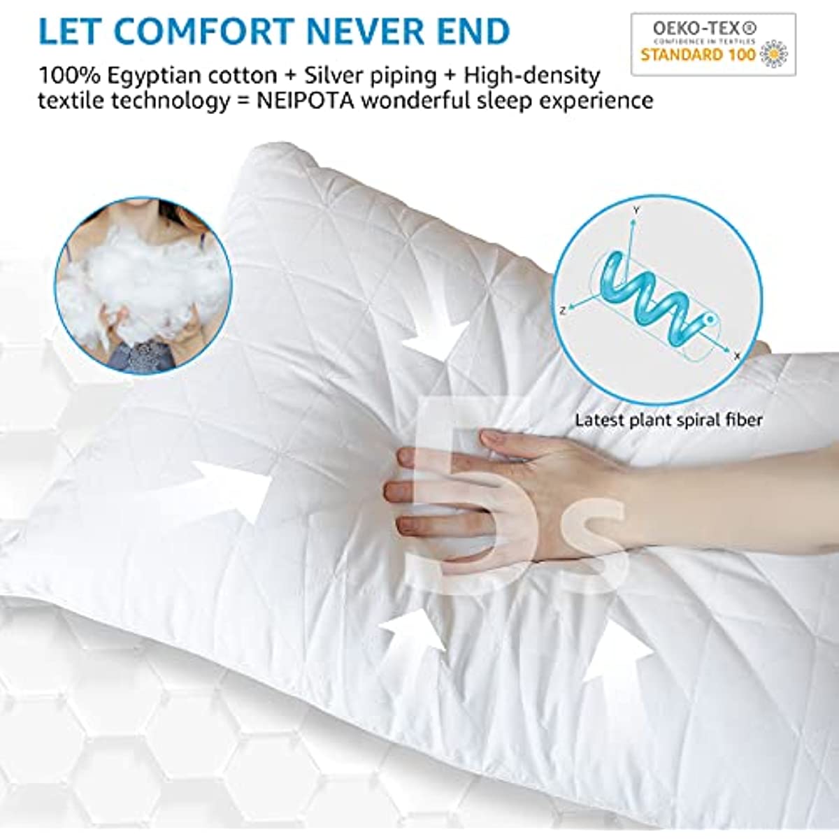 ANHOME Pillows Queen Size Set of 2, Queen Pillows 2 Pack 20 x 30, Cooling Side Sleeper Pillow Hotel Bed Pillows & Positioners, Hypoallergenic Bed Pillow for Sleeping Almohadas para Dormir Washable