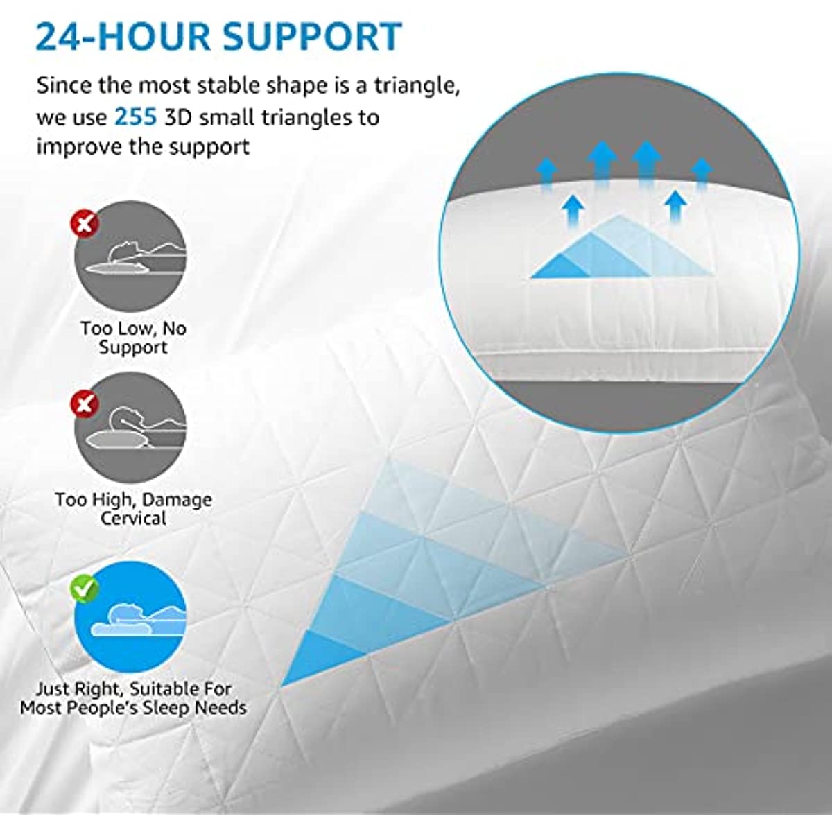 ANHOME Pillows Queen Size Set of 2, Queen Pillows 2 Pack 20 x 30, Cooling Side Sleeper Pillow Hotel Bed Pillows & Positioners, Hypoallergenic Bed Pillow for Sleeping Almohadas para Dormir Washable