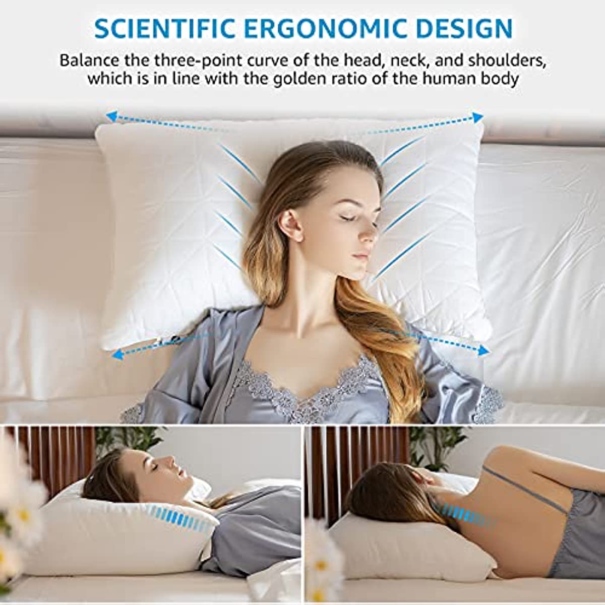 ANHOME Pillows Queen Size Set of 2, Queen Pillows 2 Pack 20 x 30, Cooling Side Sleeper Pillow Hotel Bed Pillows & Positioners, Hypoallergenic Bed Pillow for Sleeping Almohadas para Dormir Washable