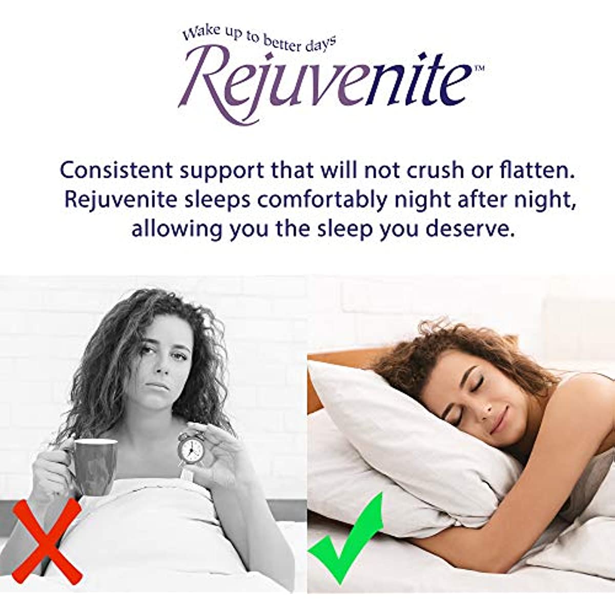 ANHOME Latex Medium Support Pillow, Luxury, 100% Cotton Satin, 400 Count Duvet Cover, Medium Double - Made in USA