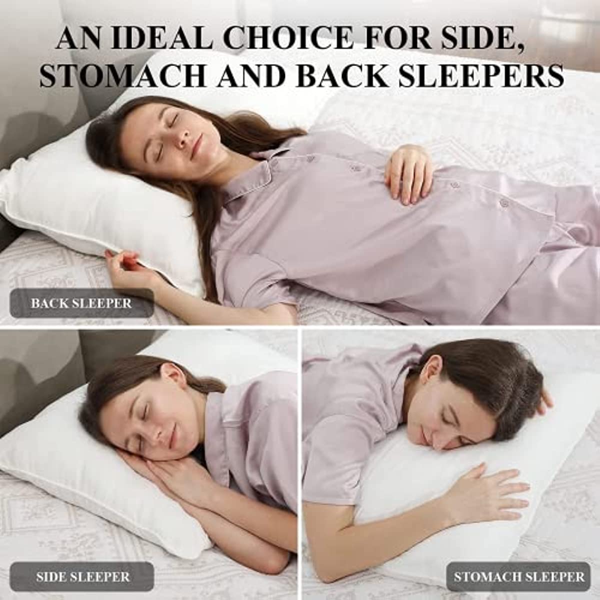 ANHOME Fluffy Bed Pillow for Sleeping 2 Pack Queen Size, Microfiber Filling Breathable Soft Supportive Pillow for Back, Stomach or Side Sleepers Cool Pillow 20x28 White (Queen)