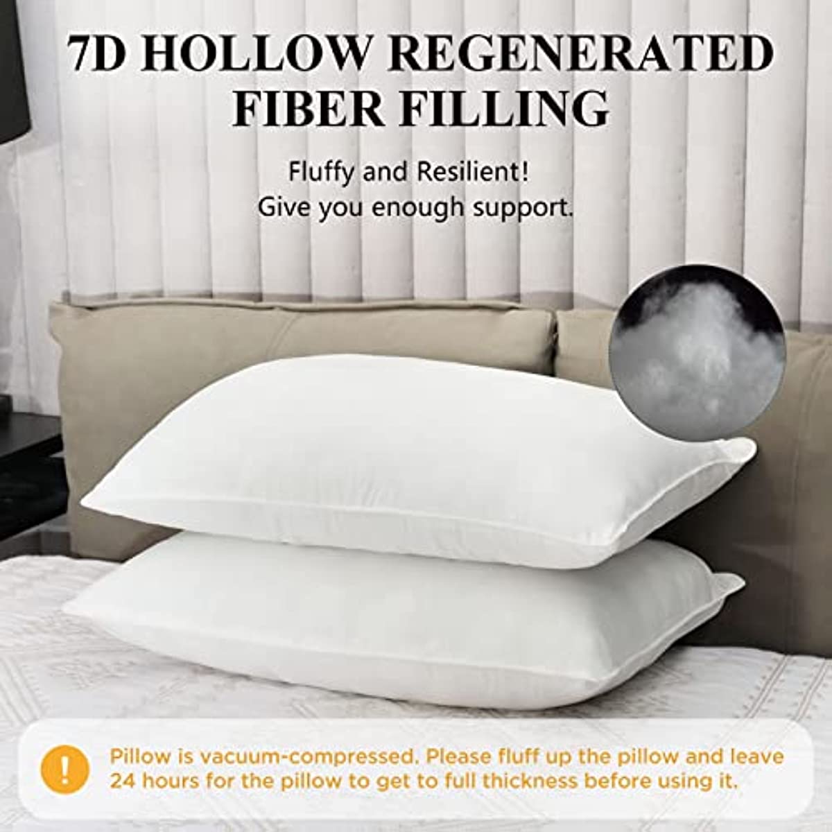 ANHOME Fluffy Bed Pillow for Sleeping 2 Pack Queen Size, Microfiber Filling Breathable Soft Supportive Pillow for Back, Stomach or Side Sleepers Cool Pillow 20x28 White (Queen)