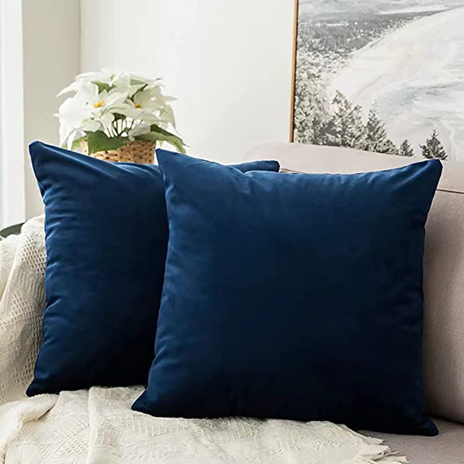 Anhome 2-Piece Set Velvet Pillow Covers, Smooth and Soft Square Pillow Covers，Designed for Decorating Sofas, Bedrooms and Cars with Pillow Covers（Multiple Size Options） RED