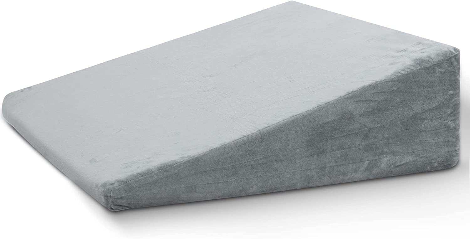 ANHOME Bed wedge pillow with memory foam top for sleeping, 8" (approx. 20.3 cm) high support triangular pillow for reading and resting, bed pillow for leg and back support, with washable pillowcase