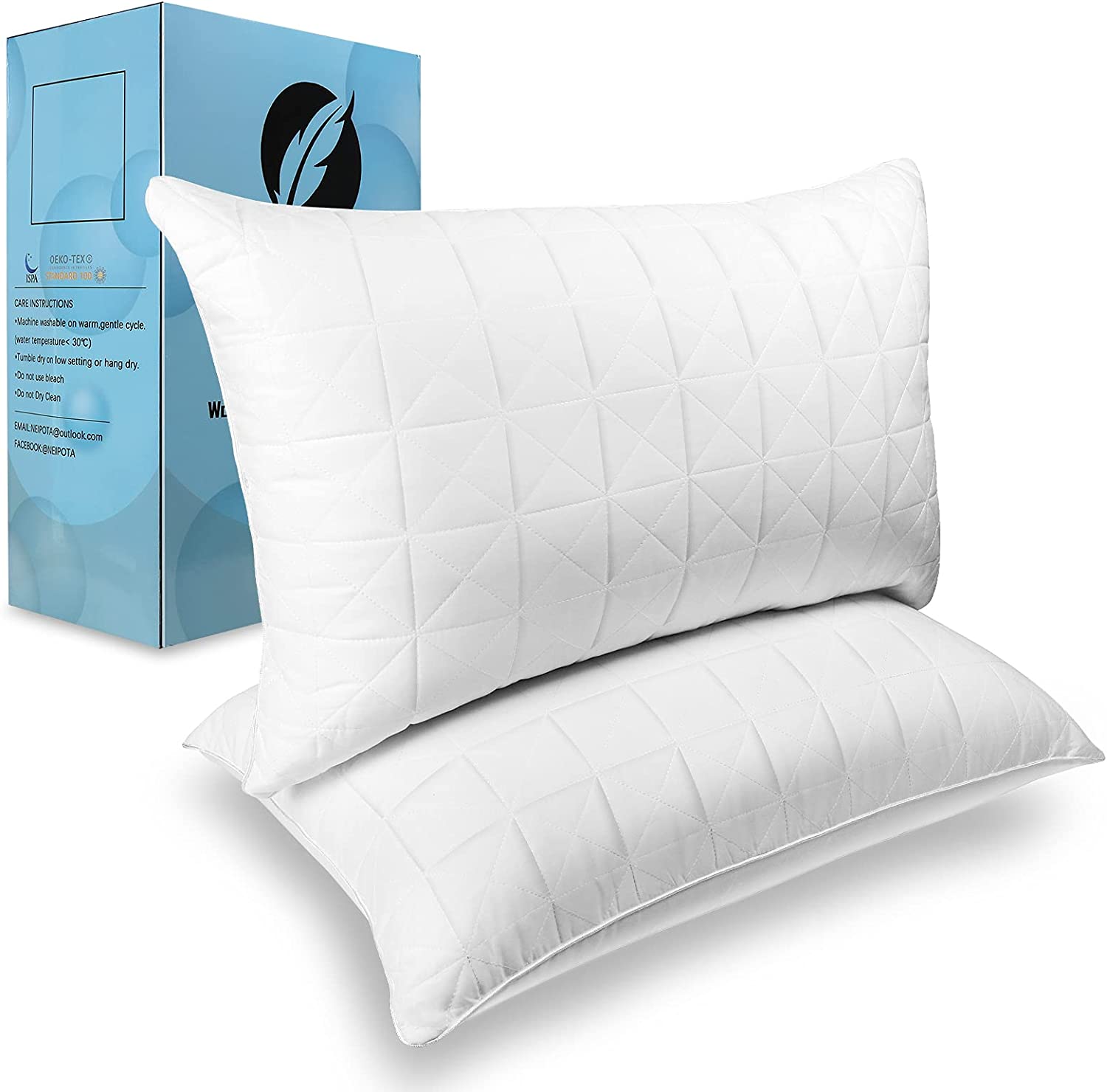 ANHOME Pillows Queen Size Set of 2, Queen Pillows 2 Pack 20 x 30, Cooling Side Sleeper Pillow Hotel Bed Pillows & Positioners, Hypoallergenic Bed Pillow for Sleeping Almohadas para Dormir Washable