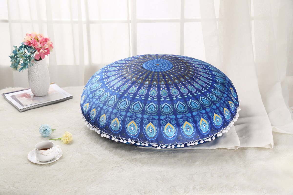 ANHOMEColorful Mandala Floor Pillows Ottoman Round Bohemian Meditation Cushion Pillow Pouf48