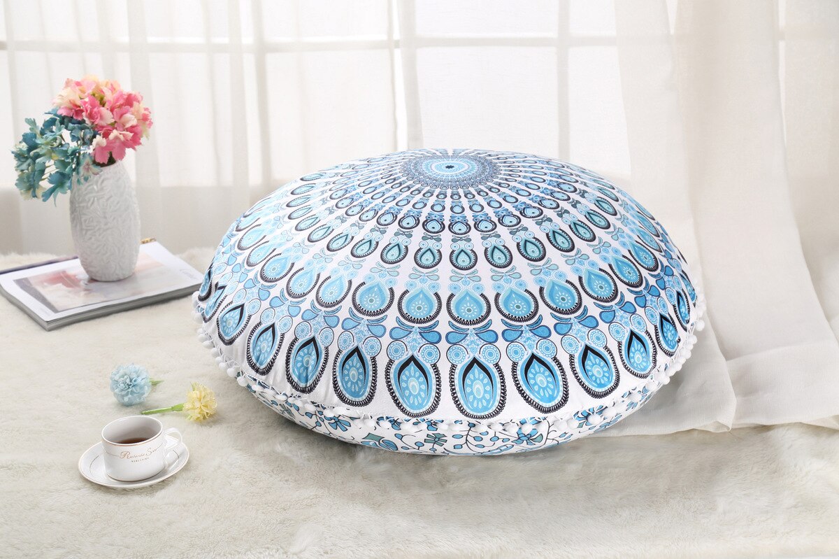ANHOMEColorful Mandala Floor Pillows Ottoman Round Bohemian Meditation Cushion Pillow Pouf48