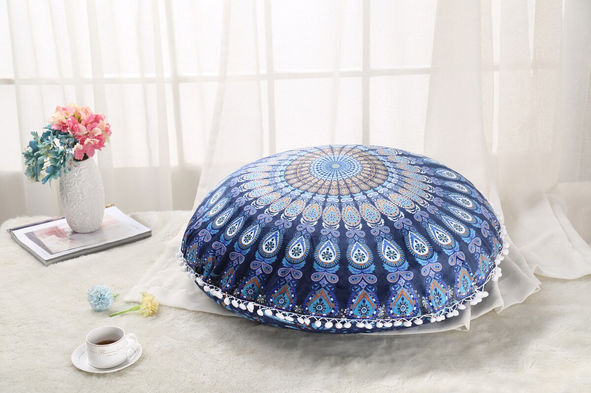ANHOMEColorful Mandala Floor Pillows Ottoman Round Bohemian Meditation Cushion Pillow Pouf48