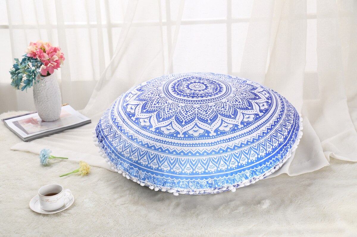 ANHOMEColorful Mandala Floor Pillows Ottoman Round Bohemian Meditation Cushion Pillow Pouf48