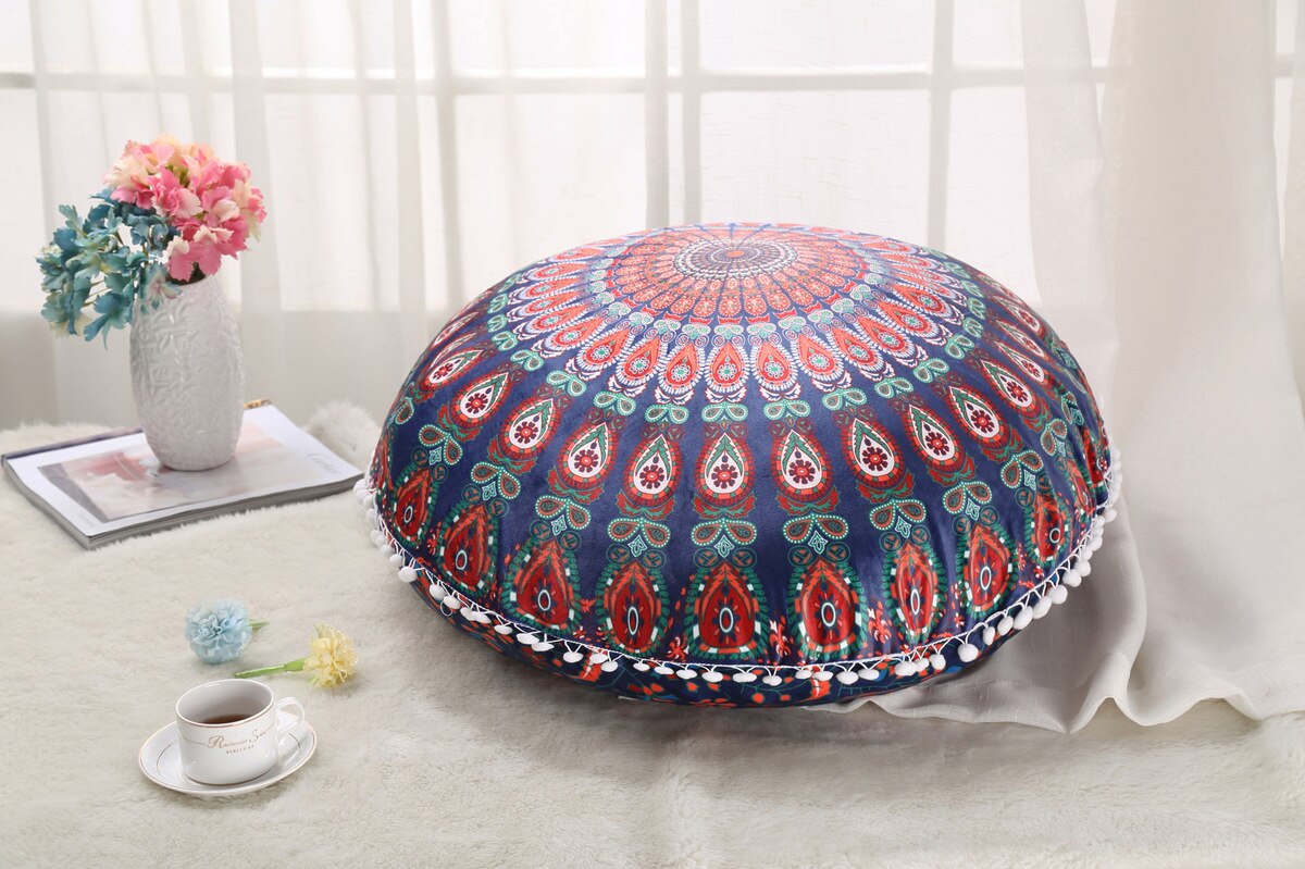 ANHOMEColorful Mandala Floor Pillows Ottoman Round Bohemian Meditation Cushion Pillow Pouf48