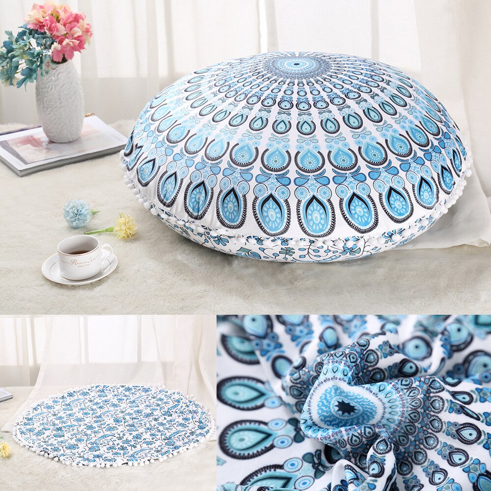 ANHOMEColorful Mandala Floor Pillows Ottoman Round Bohemian Meditation Cushion Pillow Pouf48