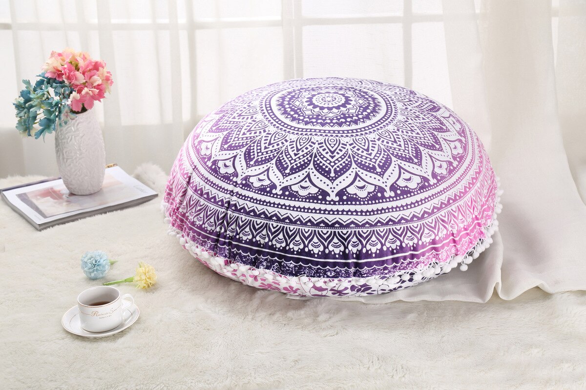 ANHOMEColorful Mandala Floor Pillows Ottoman Round Bohemian Meditation Cushion Pillow Pouf48