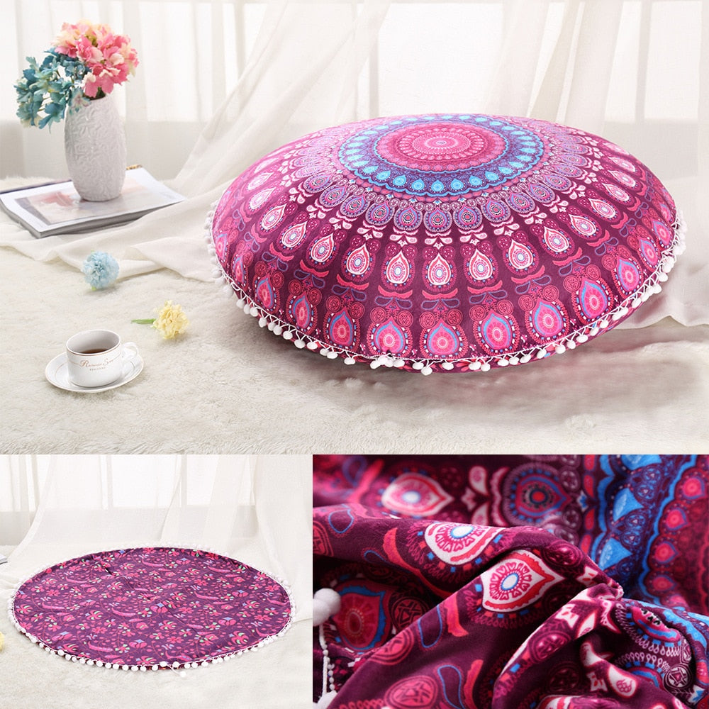 ANHOMEColorful Mandala Floor Pillows Ottoman Round Bohemian Meditation Cushion Pillow Pouf48