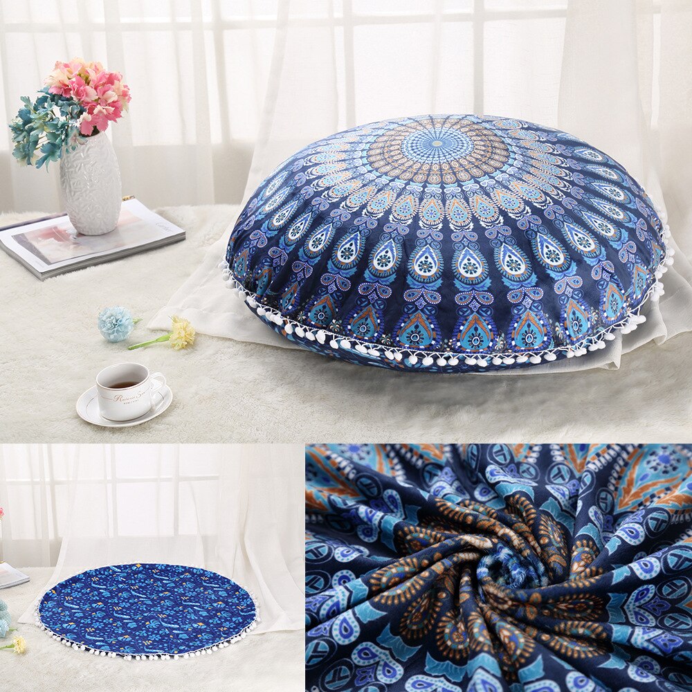 ANHOMEColorful Mandala Floor Pillows Ottoman Round Bohemian Meditation Cushion Pillow Pouf48