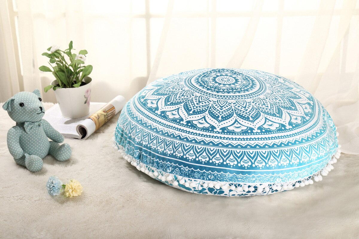 ANHOMEColorful Mandala Floor Pillows Ottoman Round Bohemian Meditation Cushion Pillow Pouf48