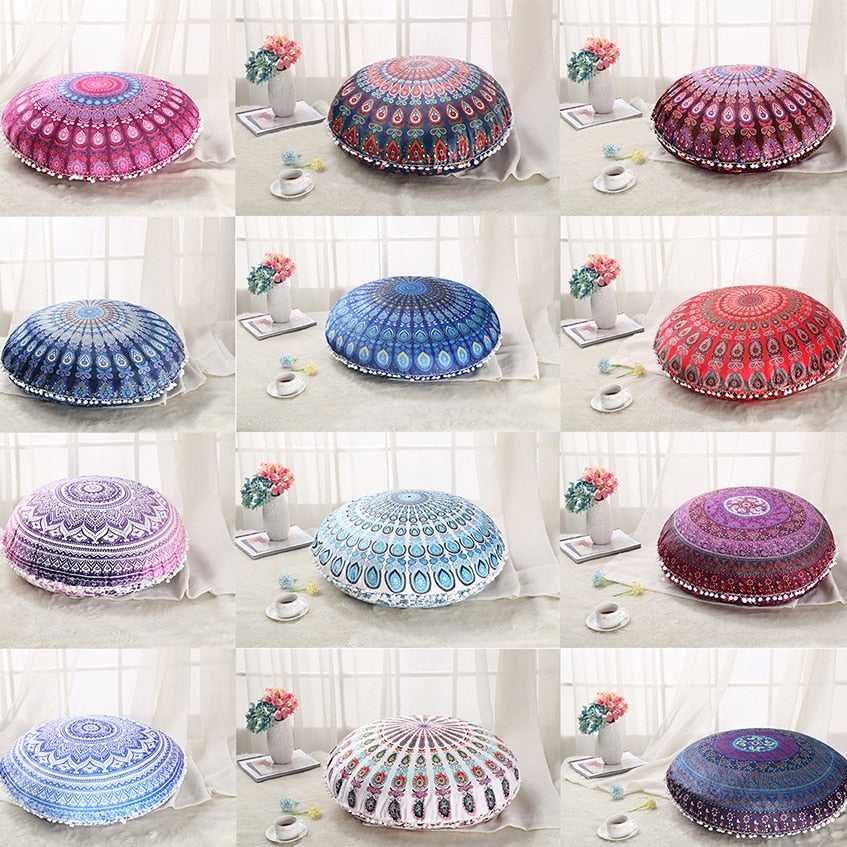 ANHOMEColorful Mandala Floor Pillows Ottoman Round Bohemian Meditation Cushion Pillow Pouf48