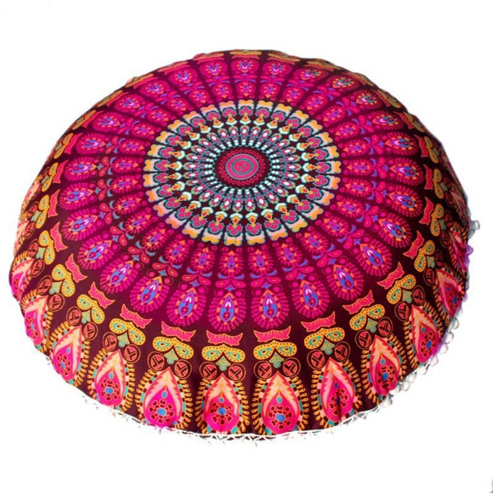 ANHOMERound Mandala Pattern Pillowcase Bohemian Cushion Cover Boho Floor Cushion Pillows Cover Case Home Decoration 43x43cm