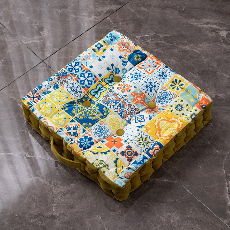 ANHOMESquare Seat Bohemian Cushion Mandala Floor Seat Cushion Velvet Yoga Pillow Japanese Tatami Mat for Reading Nook Party Decoration